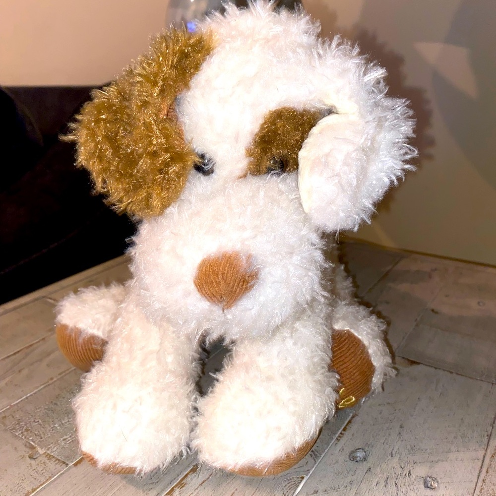 Barnes & Noble Dog Terrier Puppy Plush Cream White Brown Stuffed Animal 11